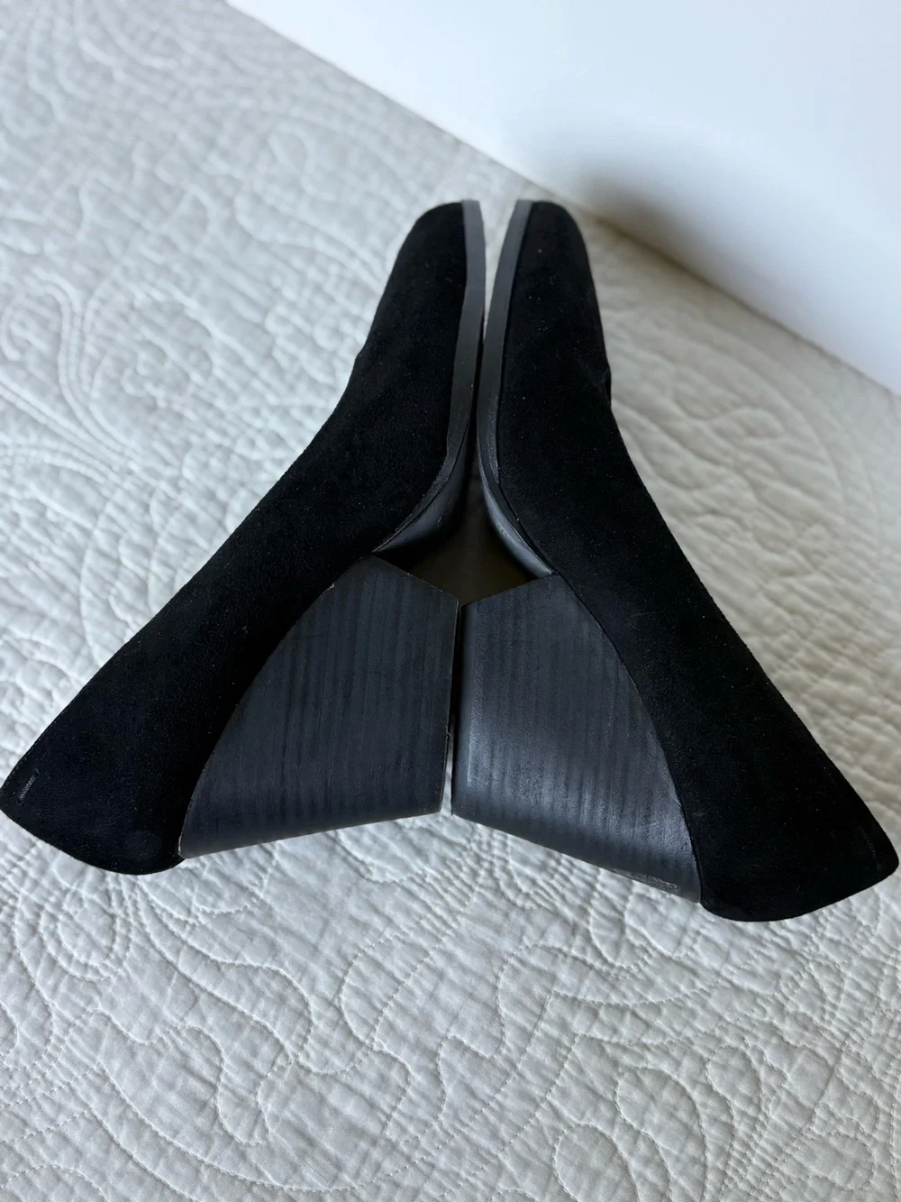 Eileen Fisher Black Suede Pointed Wedge Pumps